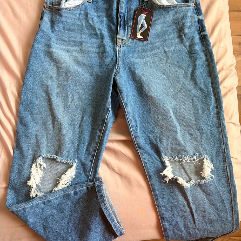 No Boundaries Blue Distressed Boyfriend Jeans